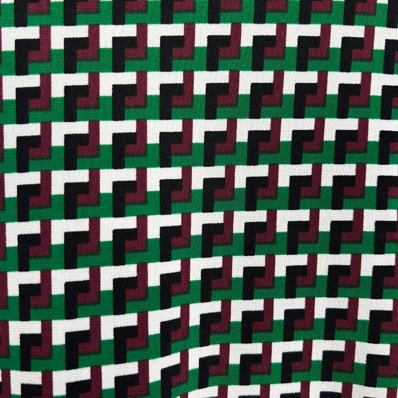 Michael Kors women size XL long sleeve top brown green geometric stretch jersey - Picture 10 of 15